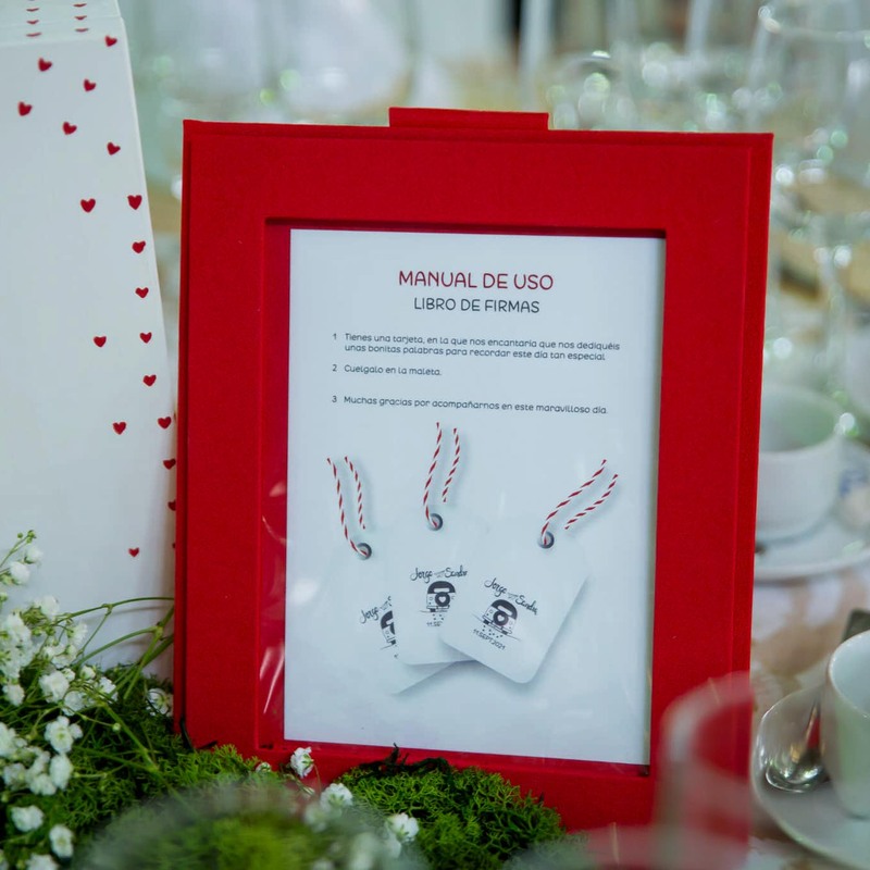 Boda viaje - Instrucciones libro de firmas original.