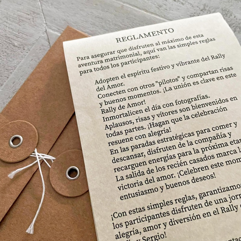 Boda rally dakar - Invitación de boda original con itinerario y acreditación para la competición.