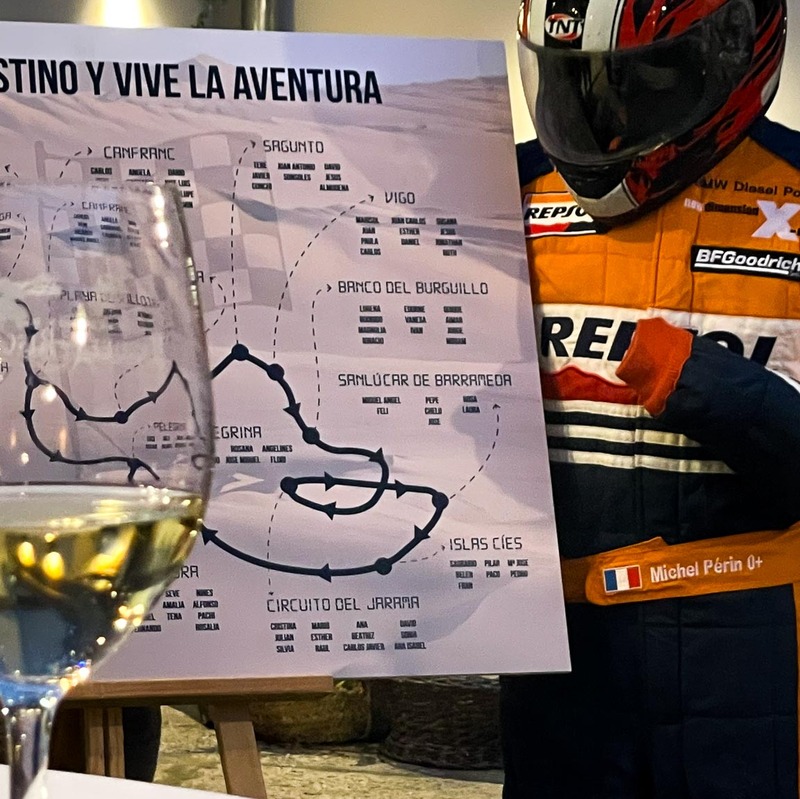 Boda rally Dakar - Seating plan original con el mapa del recorrido del Rally.