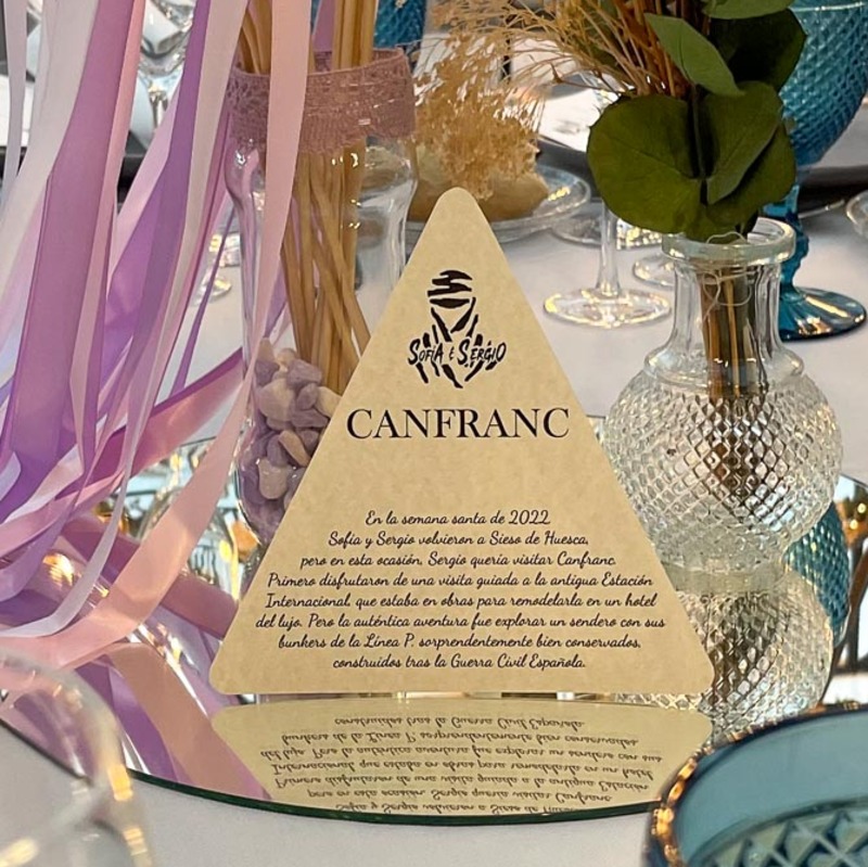 Boda rally Dakar - Mesero en formato señal de tráfico y con un texto anecdótico de la etapa. Original y emotivo. 